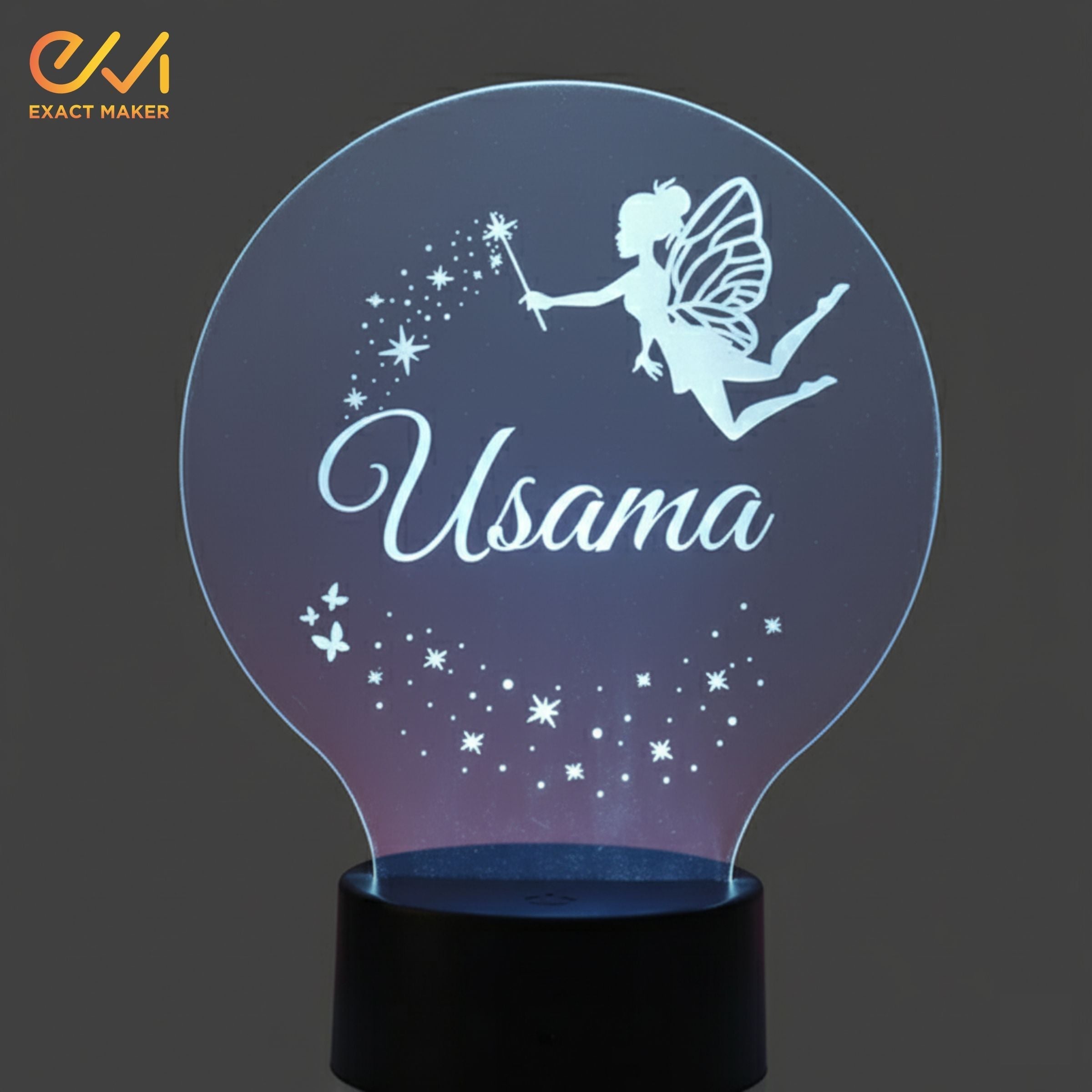 Custom Name With Cute Fairy 3D Illusion Lamp