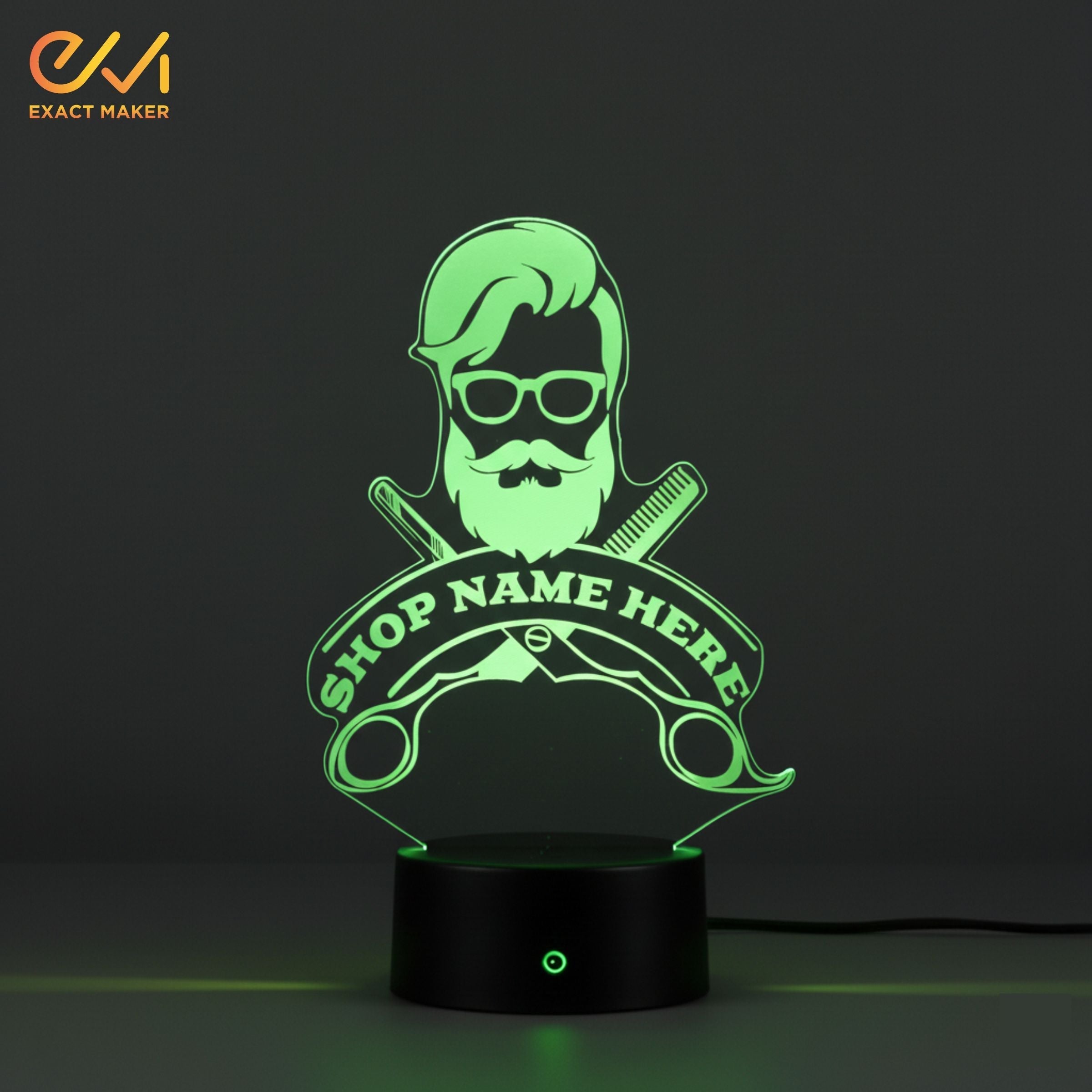 Custom Barber Shop Name Salon Man 3D Illusion Lamp