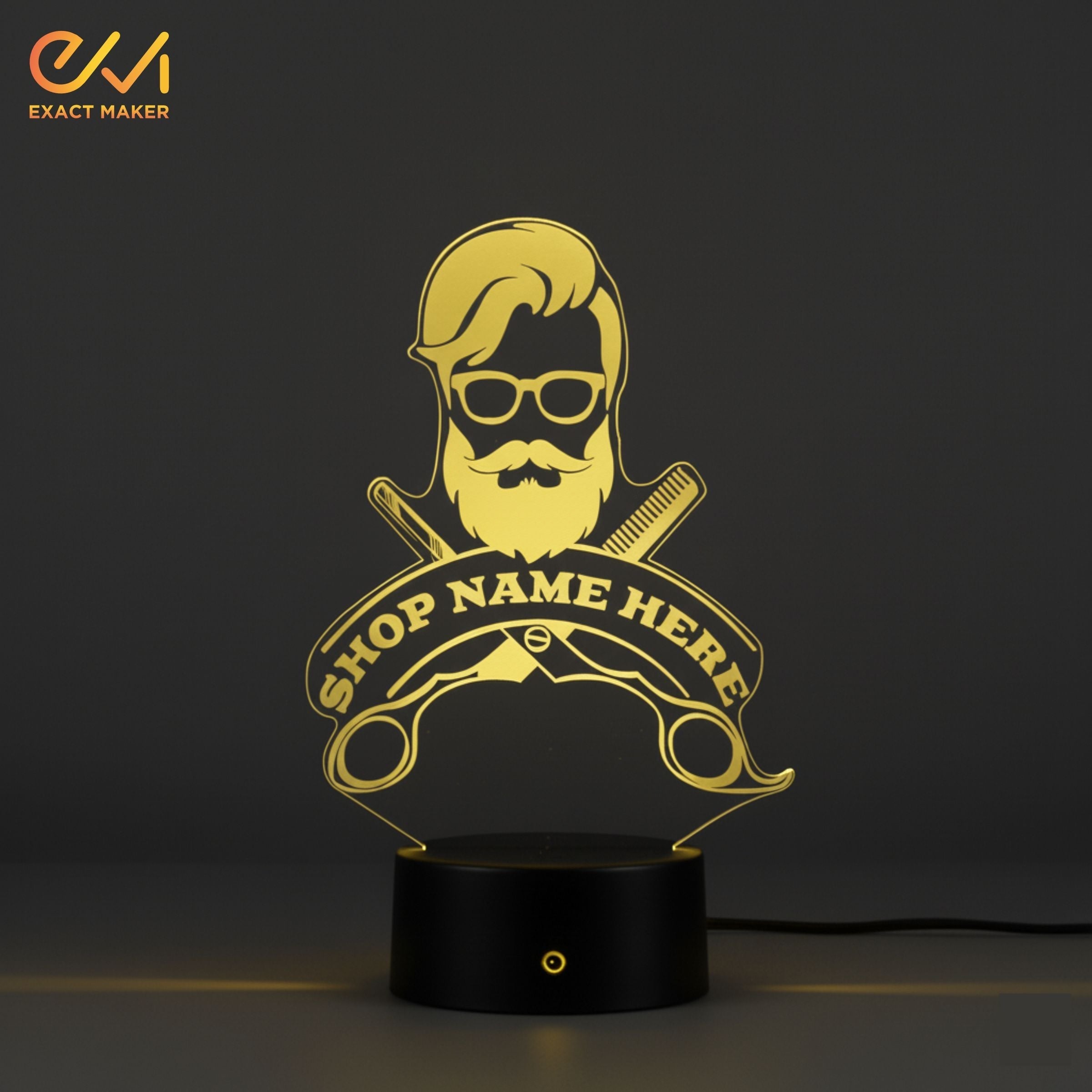 Custom Barber Shop Name Salon Man 3D Illusion Lamp