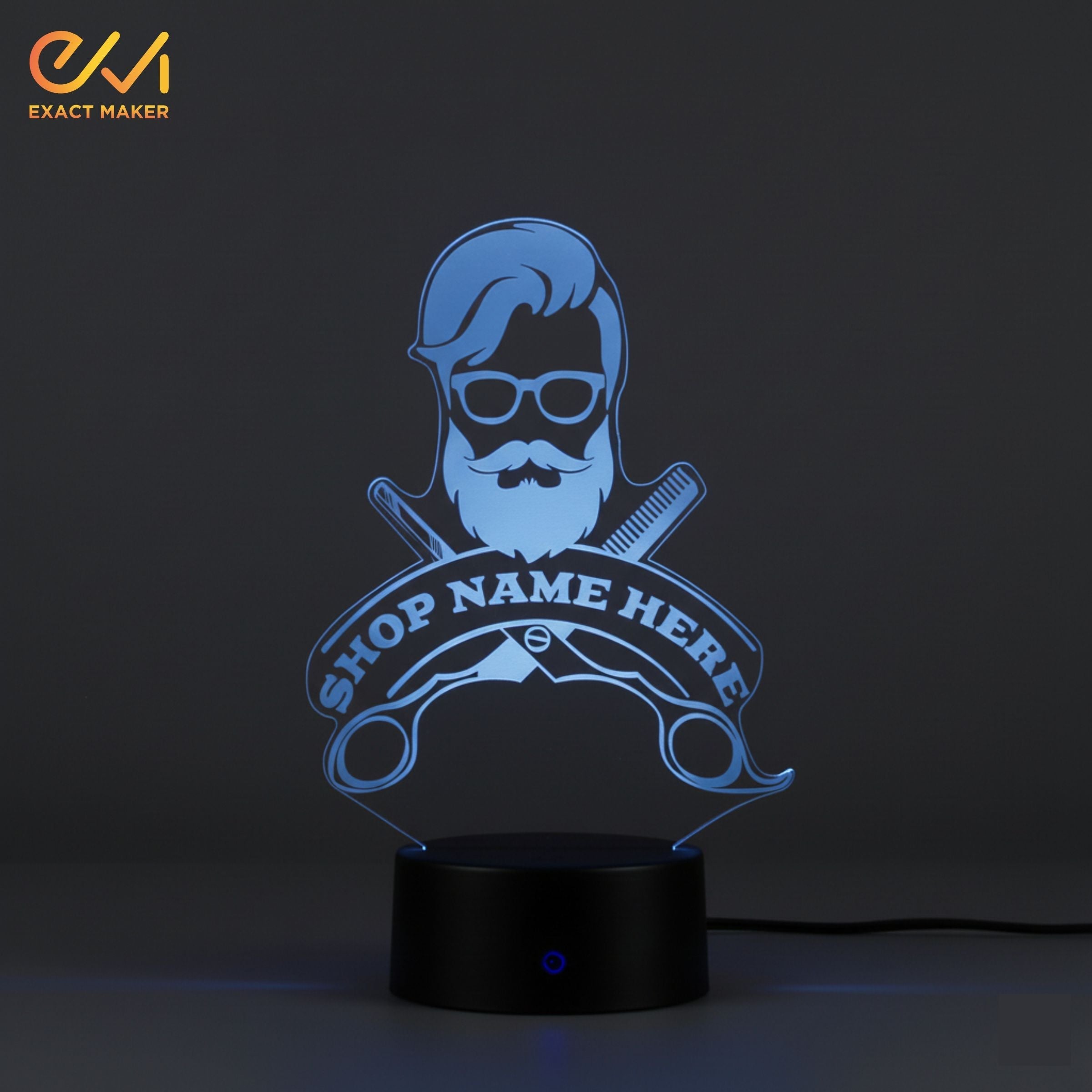 Custom Barber Shop Name Salon Man 3D Illusion Lamp