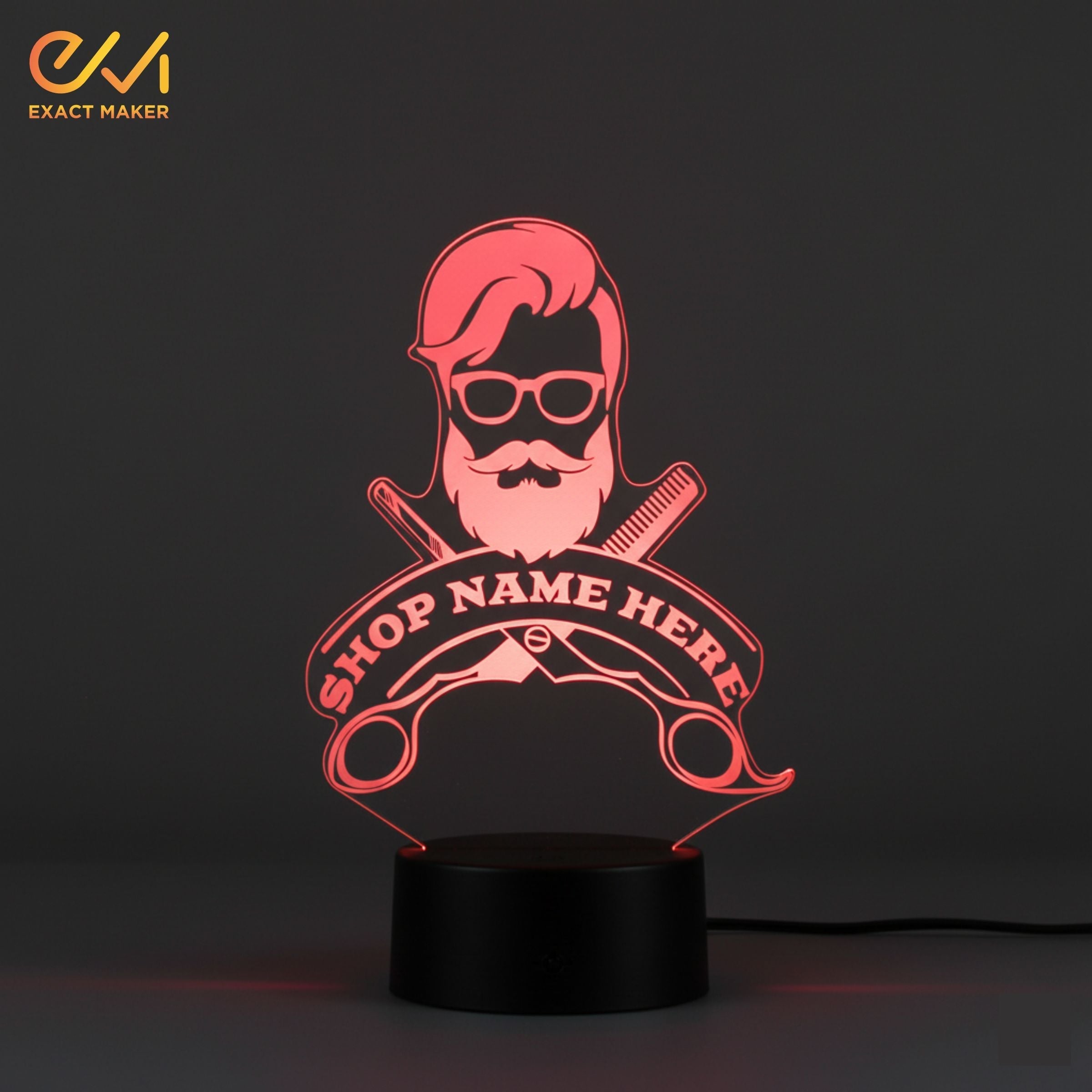 Custom Barber Shop Name Salon Man 3D Illusion Lamp
