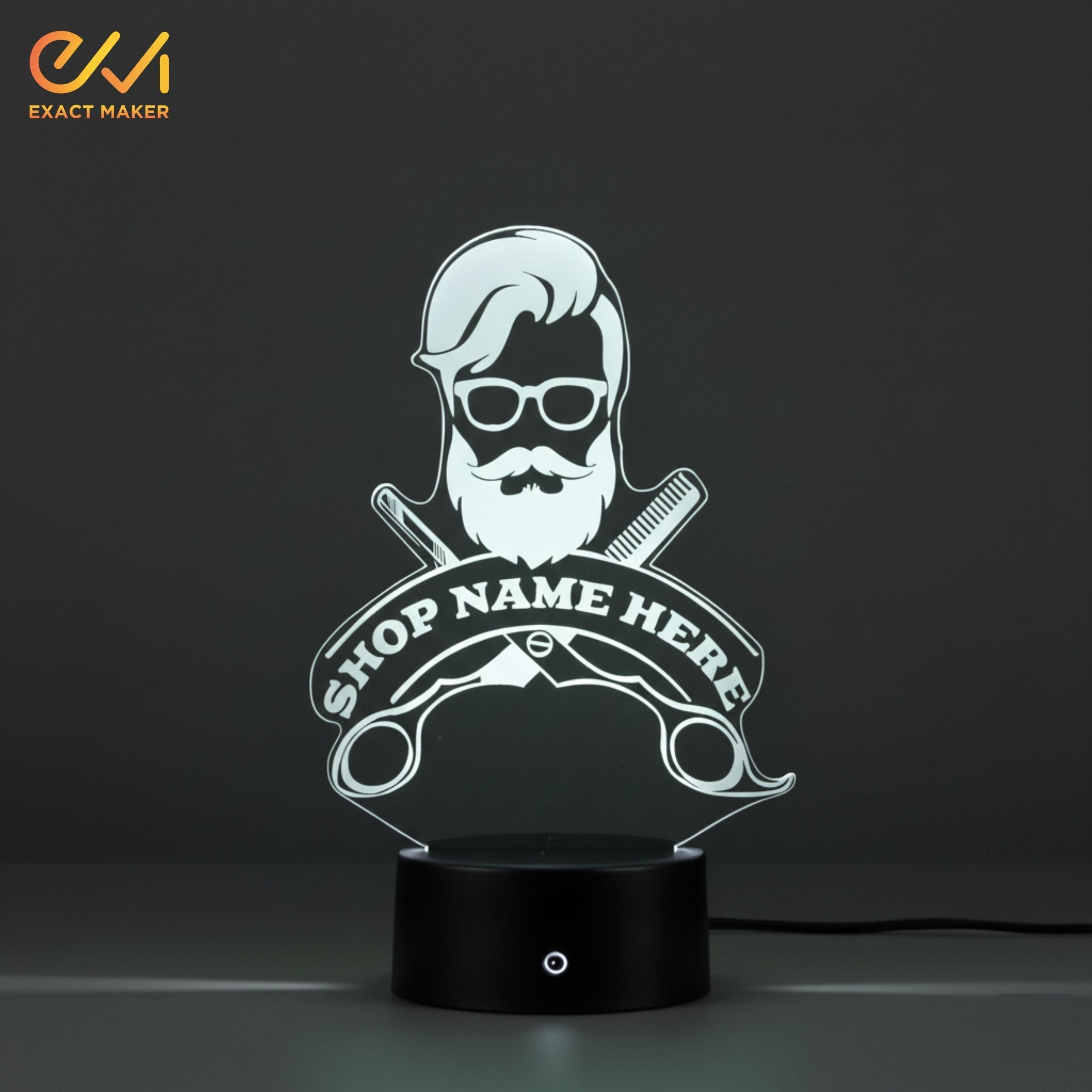 Custom Barber Shop Name Salon Man 3D Illusion Lamp