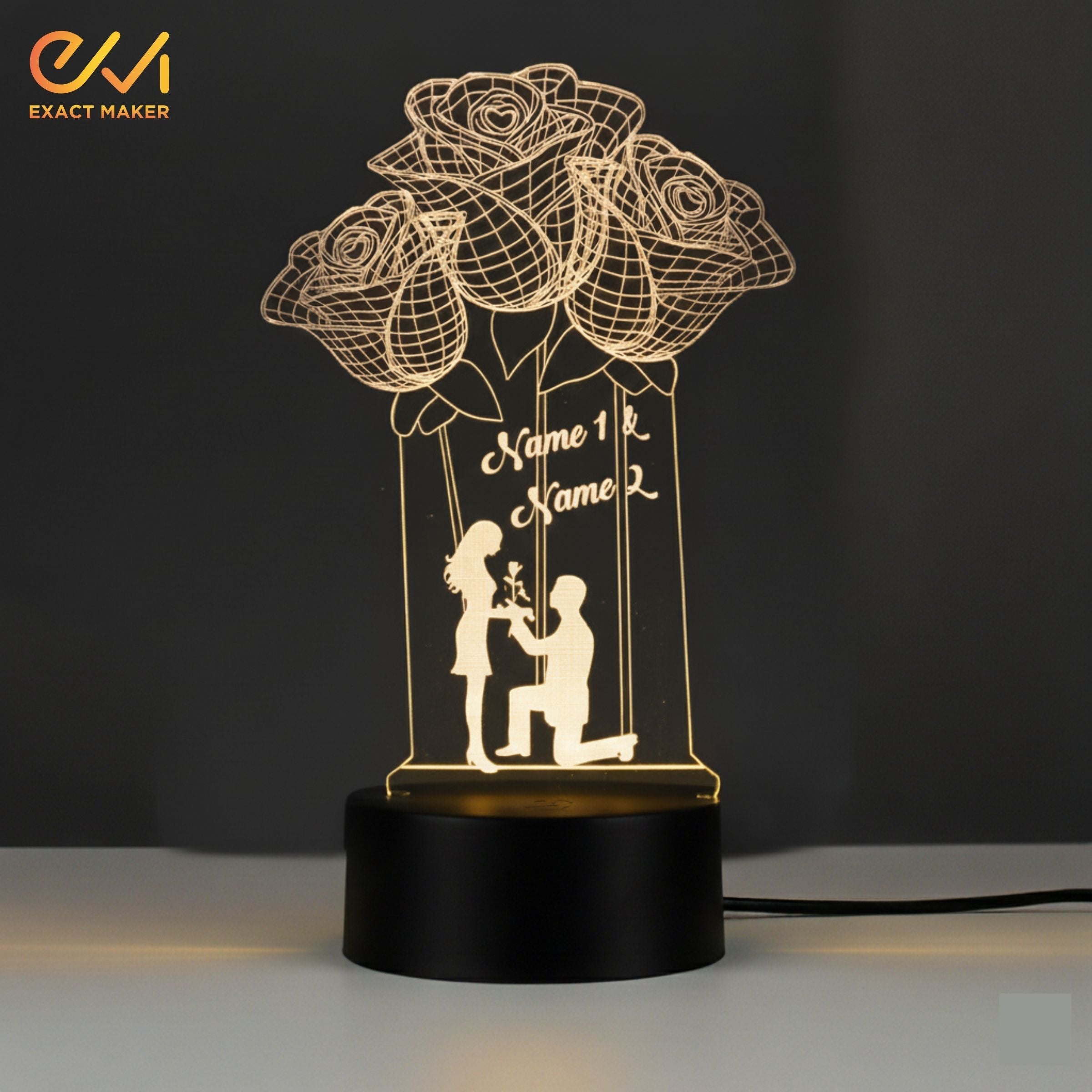 Beautiful FLOWER Shape 3D illusion Night Lamp