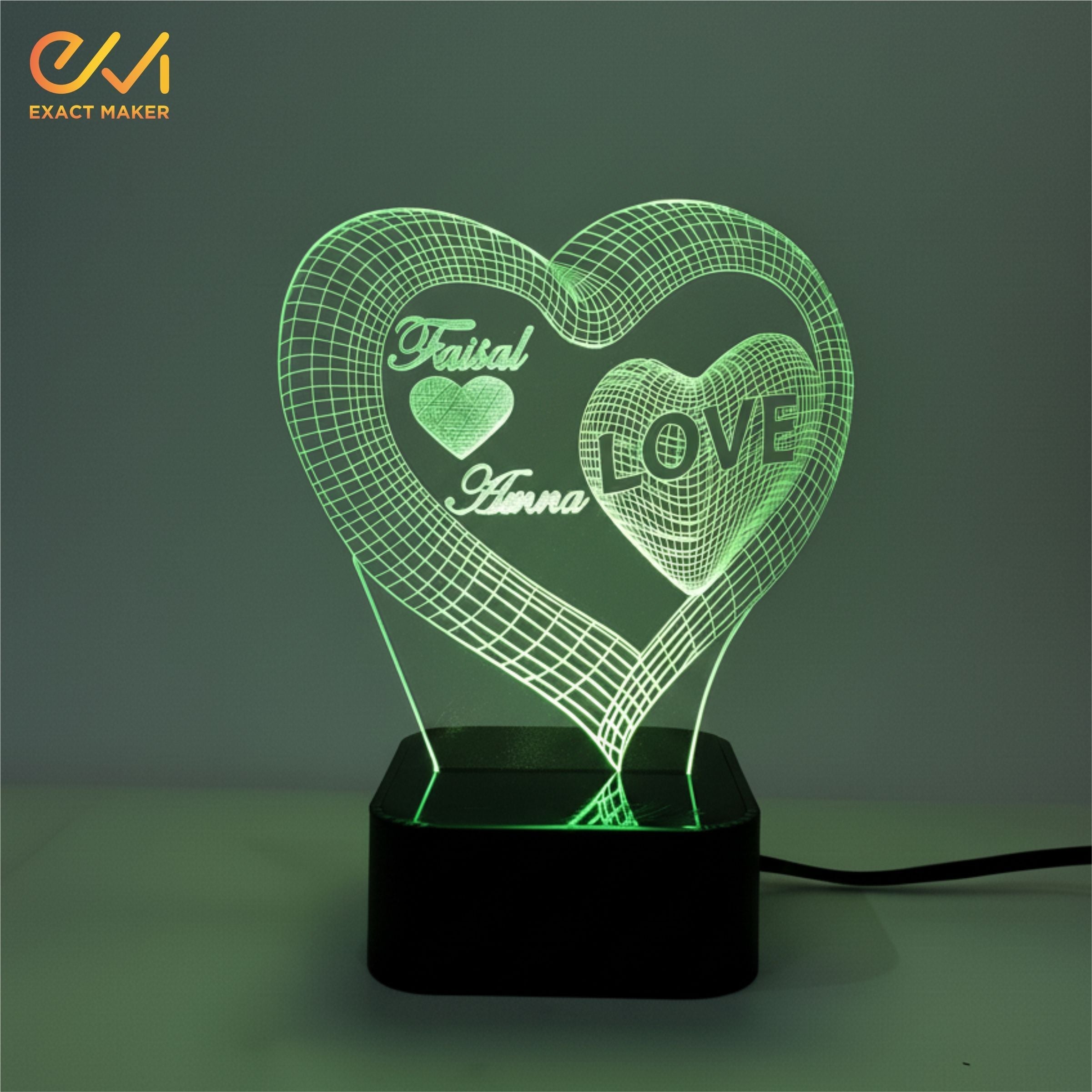 Customize 3D Heart Shape illusion Lamp, 3D Light Lamp