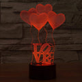 Lovely Love Heart 3D illusion Night Lamp