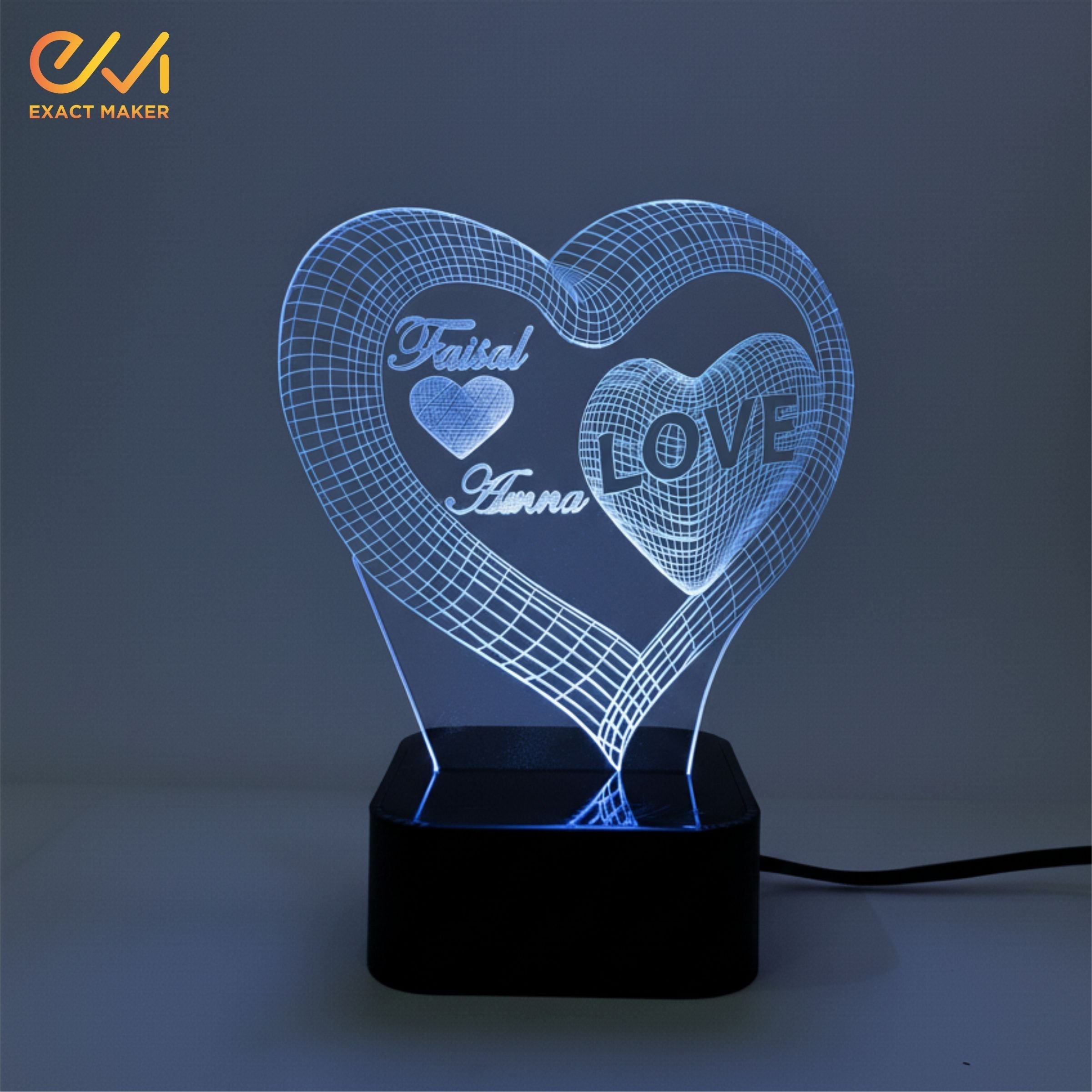 Customize 3D Heart Shape illusion Lamp, 3D Light Lamp