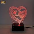 Customize 3D Heart Shape illusion Lamp, 3D Light Lamp