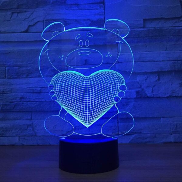 Teddy Bear With Heart 3D Illusion Lamp