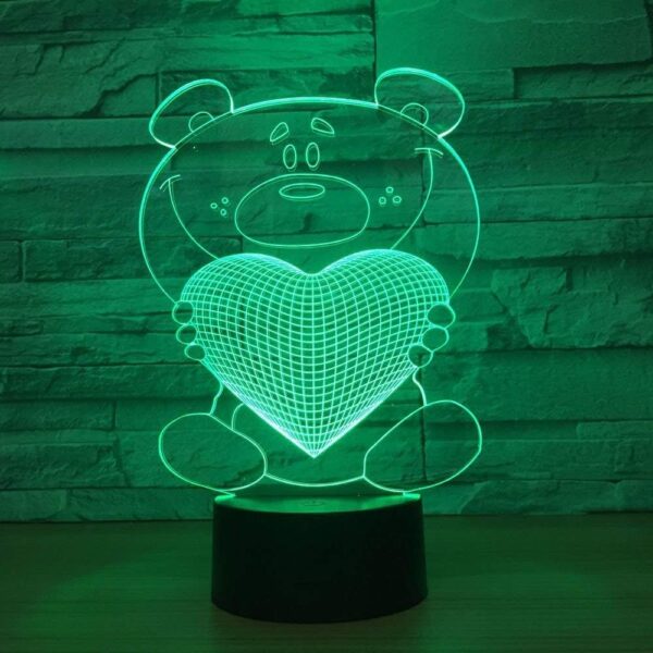 Teddy Bear With Heart 3D Illusion Lamp