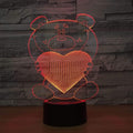 Teddy Bear With Heart 3D Illusion Lamp