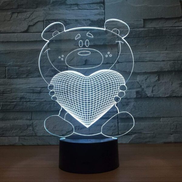 Teddy Bear With Heart 3D Illusion Lamp