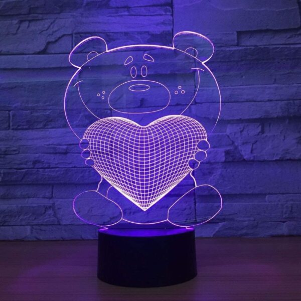 Teddy Bear With Heart 3D Illusion Lamp