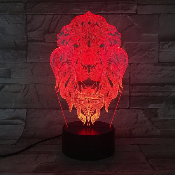 Lion Face 3D Illusion Night LED Lamp