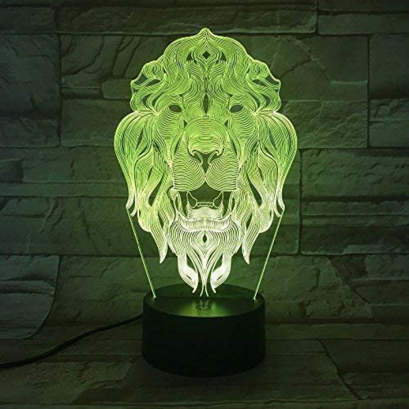 Lion Face 3D Illusion Night LED Lamp