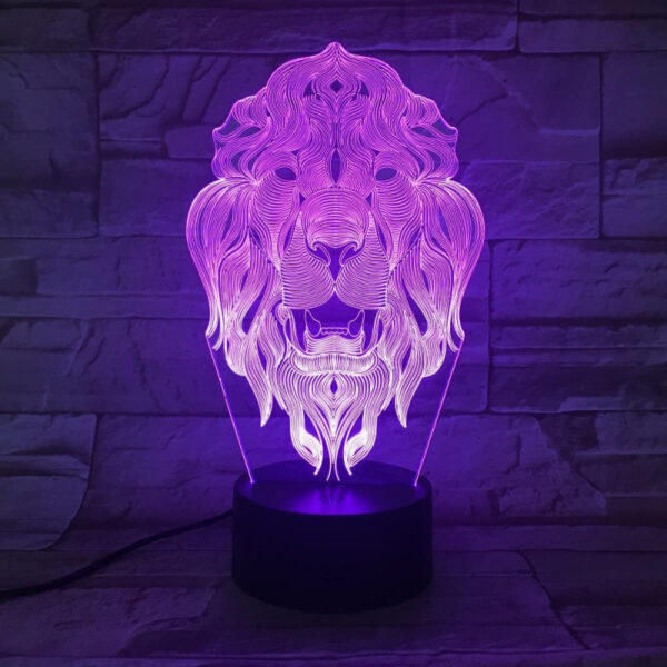 Lion Face 3D Illusion Night LED Lamp