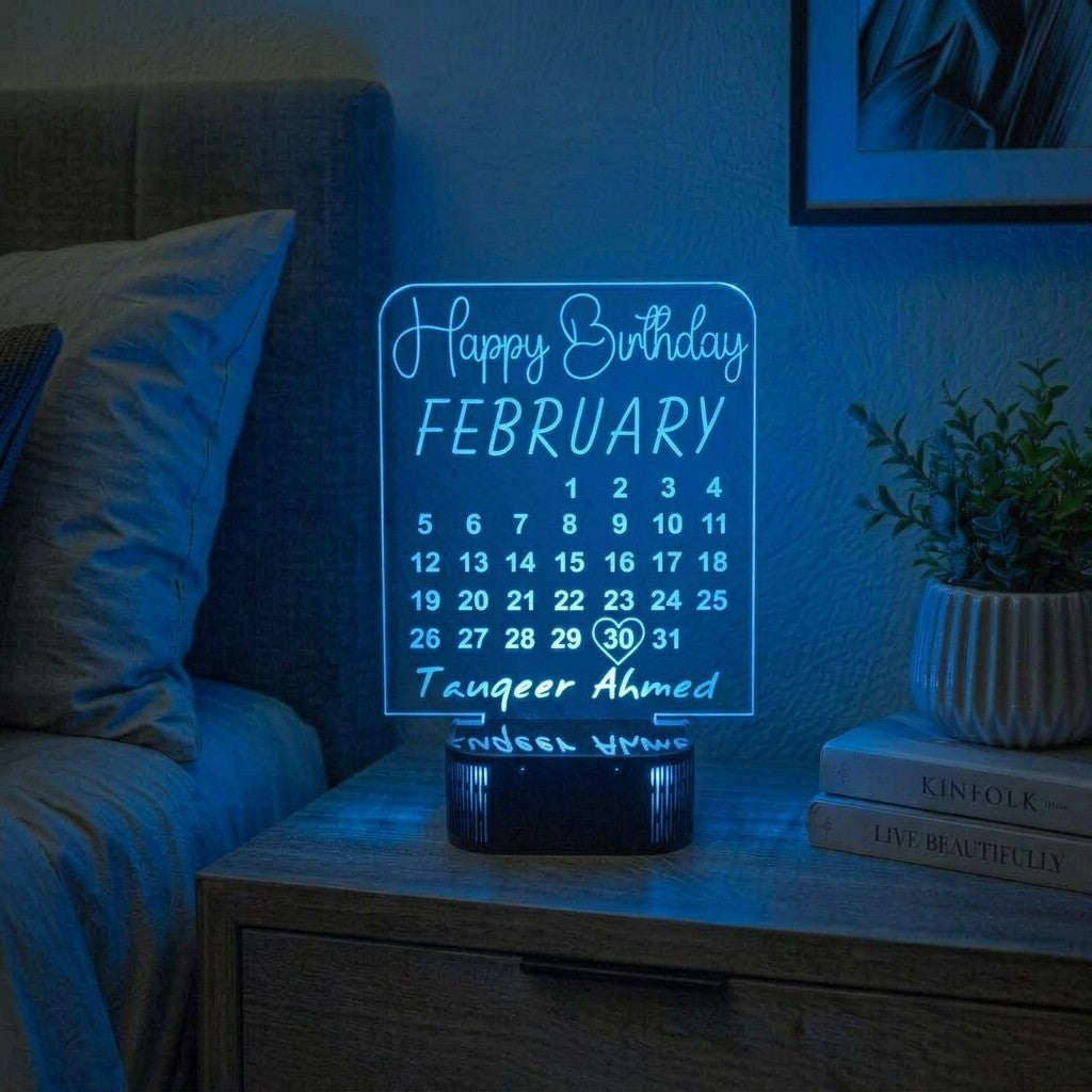 Customize 3D Calendar Shape Birthday illusion Lamp