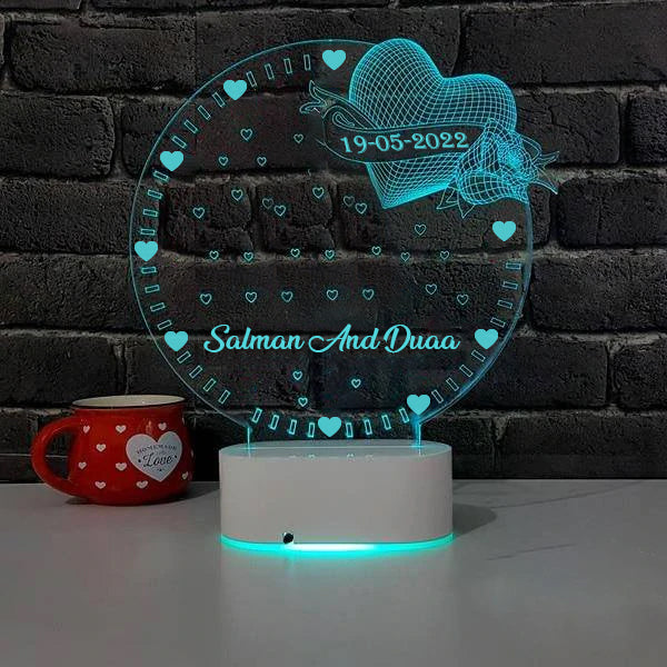 Romantic Round Shape illusion lamp with Heart  With  LED Lamp