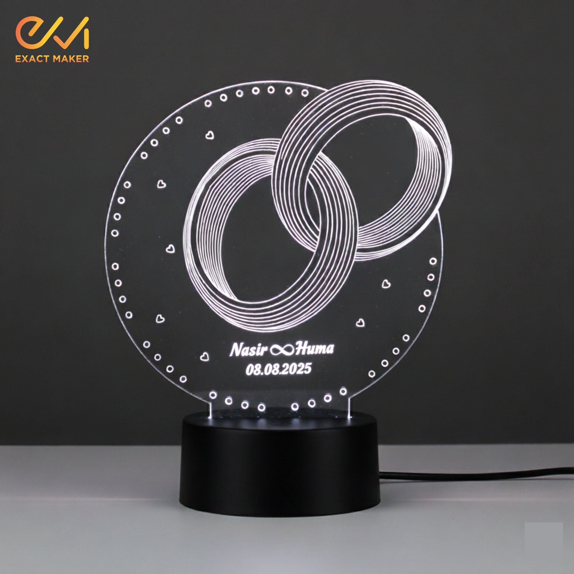 Anniversary Gift Wedding Ring 3D Illusion Lamp