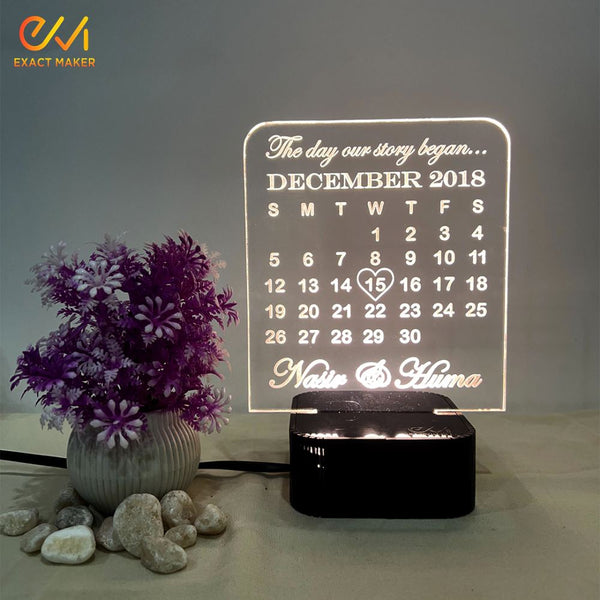 Customize 3D Calendar Shape illusion Lamp