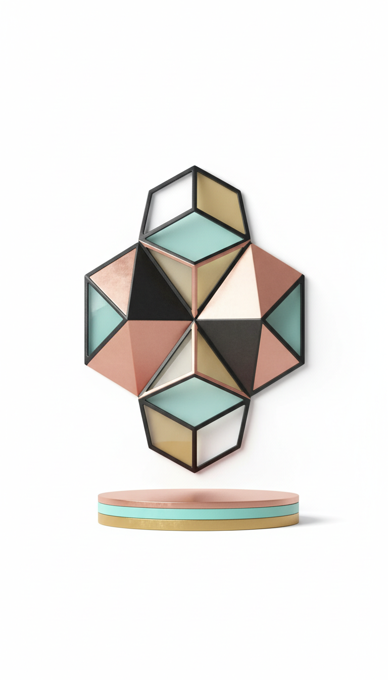 Geometric Metal Wall Art in Polished Brass