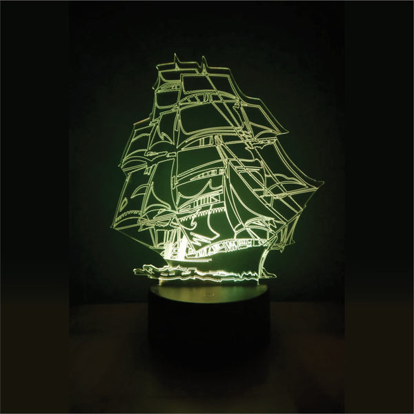 Creative Sailing Ship 3D Illusion Night Lamp
