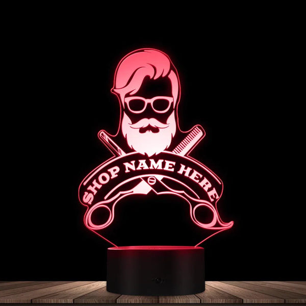 Custom Barber Shop Name Salon Man 3D Illusion Lamp