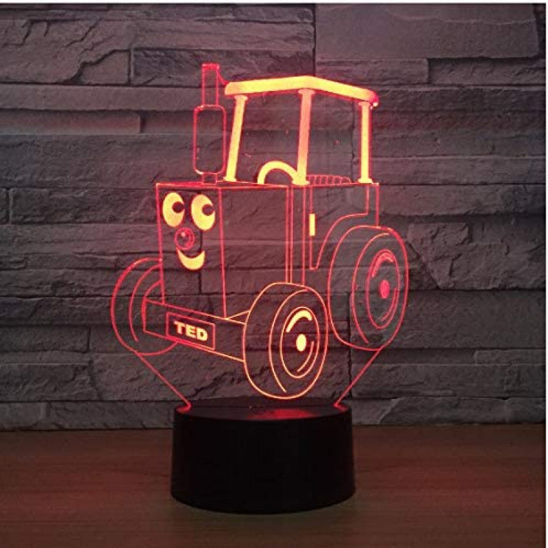 Funny Tractor Shape 3D illusion Night Lamp