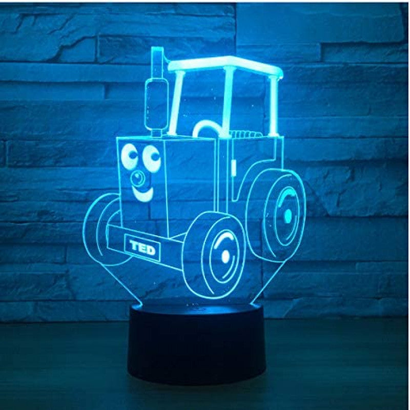 Funny Tractor Shape 3D illusion Night Lamp