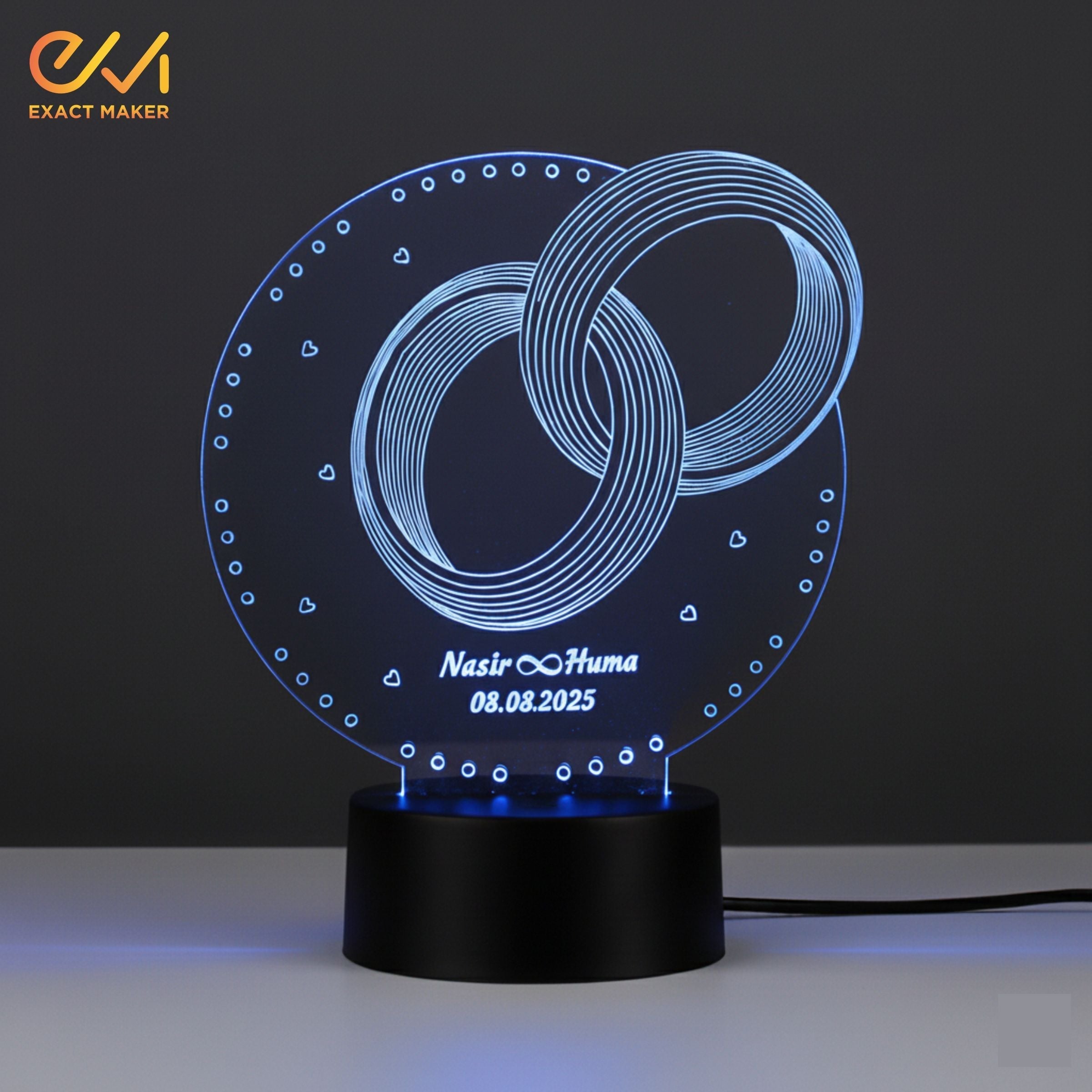 Anniversary Gift Wedding Ring 3D Illusion Lamp