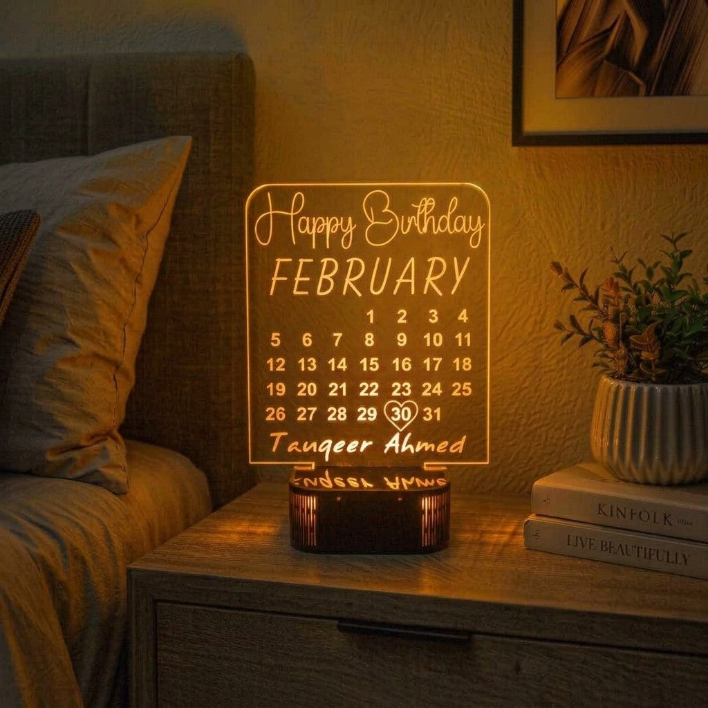 Customize 3D Calendar Shape Birthday illusion Lamp