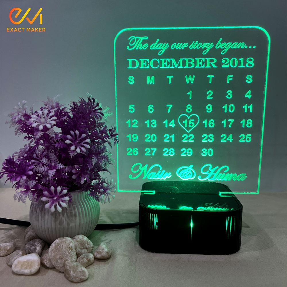 Customize 3D Calendar Shape illusion Lamp