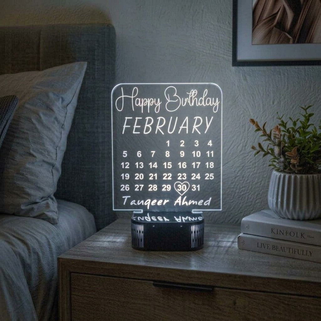 Customize 3D Calendar Shape Birthday illusion Lamp