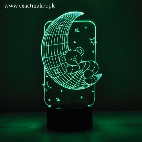 Teddy Bear On The Moon Stars 3D Illusion Lamp