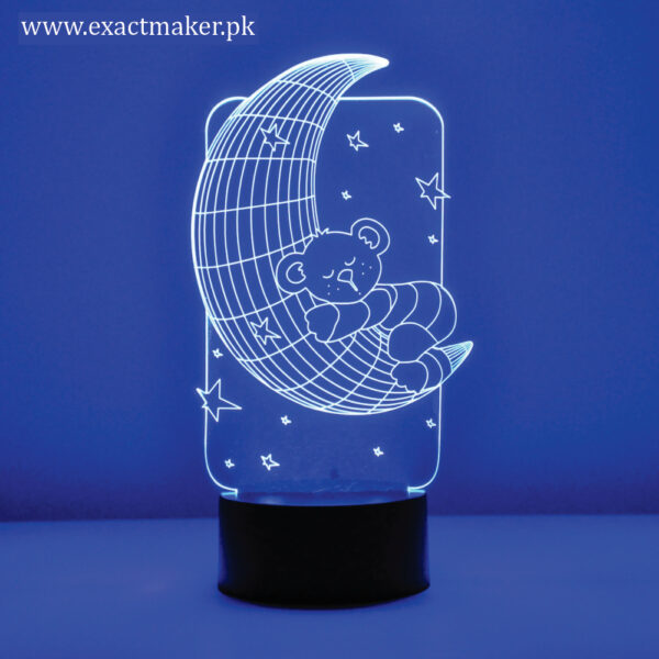 Teddy Bear On The Moon Stars 3D Illusion Lamp