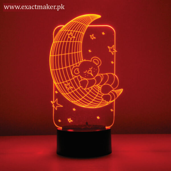 Teddy Bear On The Moon Stars 3D Illusion Lamp