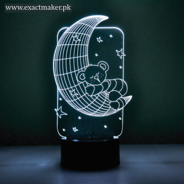 Teddy Bear On The Moon Stars 3D Illusion Lamp