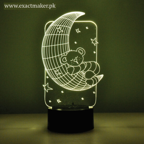 Teddy Bear On The Moon Stars 3D Illusion Lamp