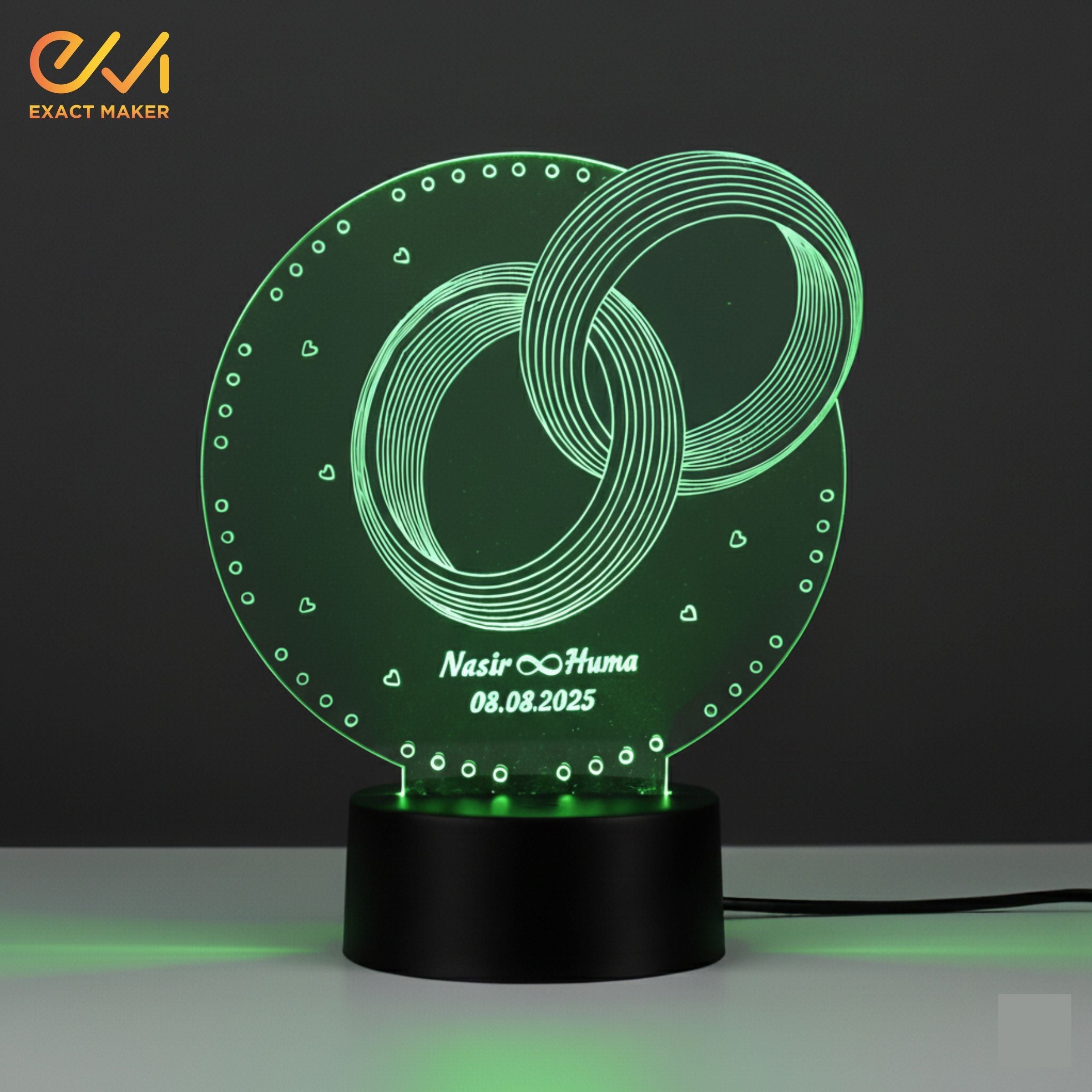 Anniversary Gift Wedding Ring 3D Illusion Lamp