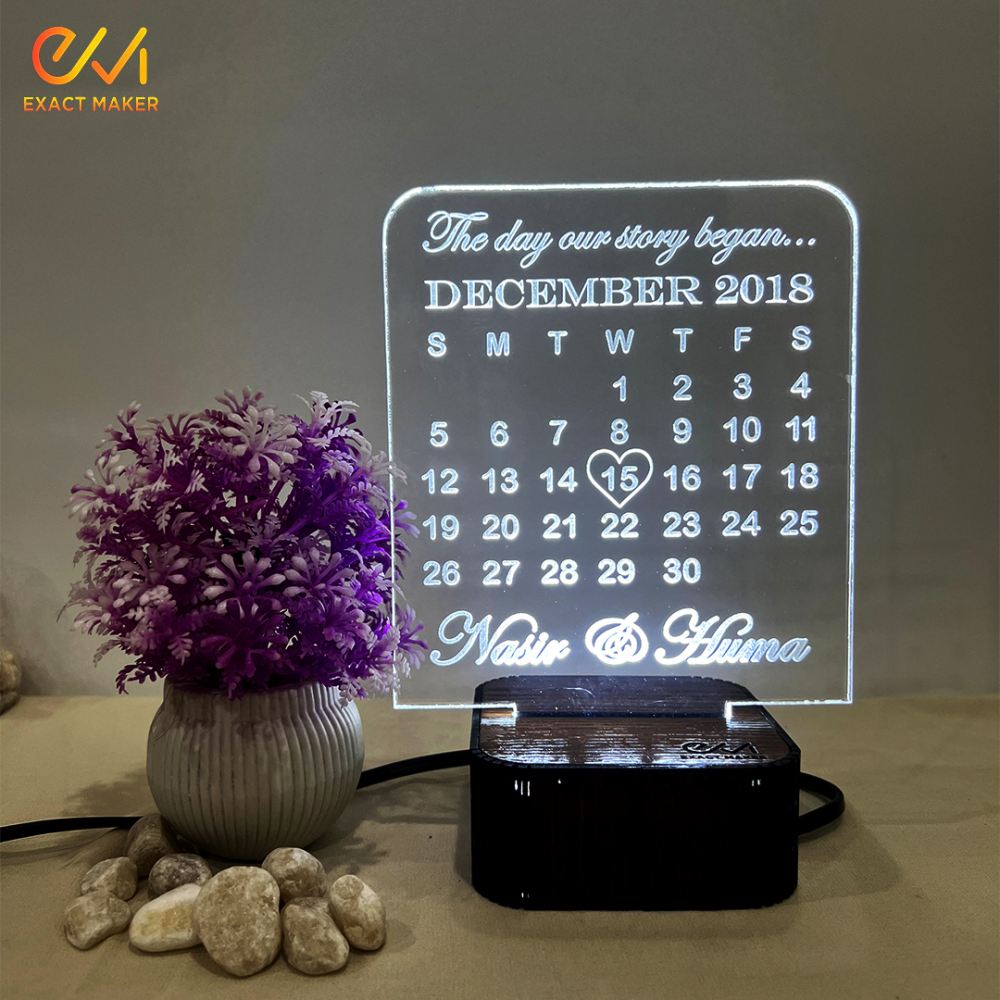 Customize 3D Calendar Shape illusion Lamp