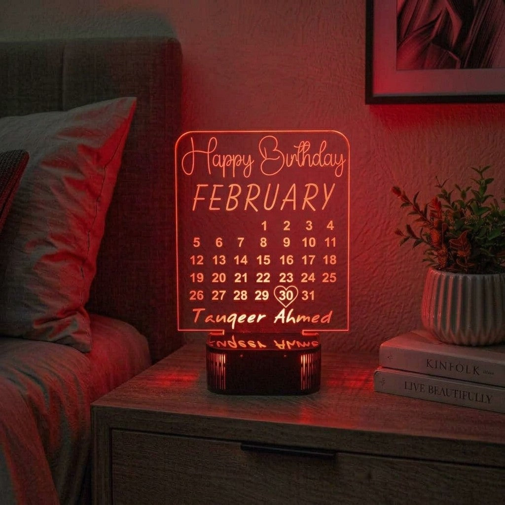 Customize 3D Calendar Shape Birthday illusion Lamp