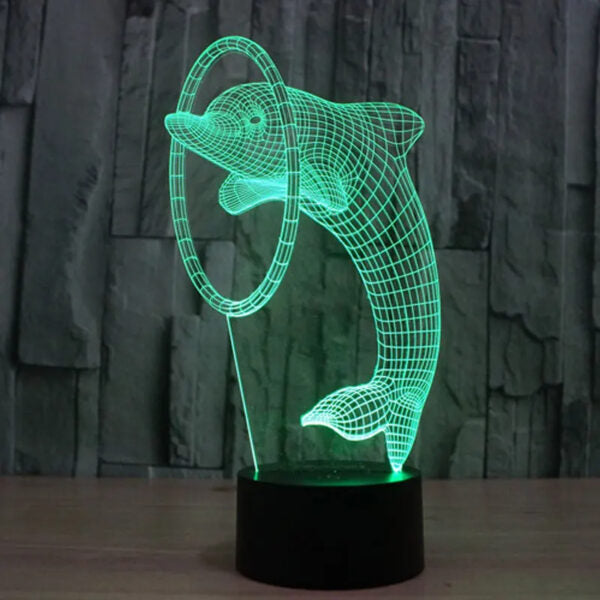 Beautiful Dolphin Play 3D Illusion Night Lamp