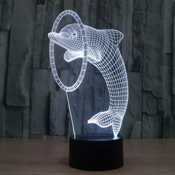 Beautiful Dolphin Play 3D Illusion Night Lamp