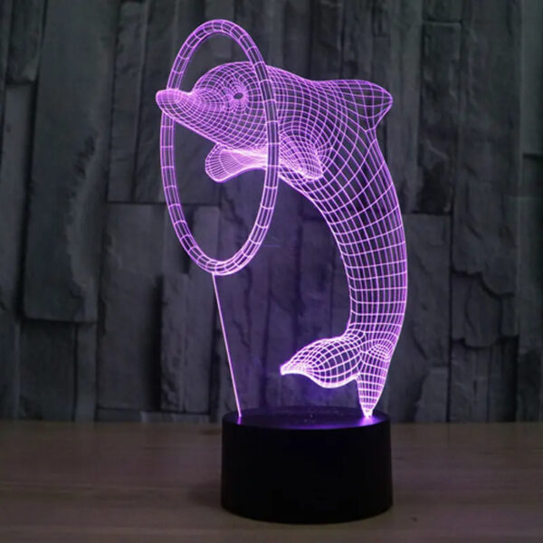 Beautiful Dolphin Play 3D Illusion Night Lamp