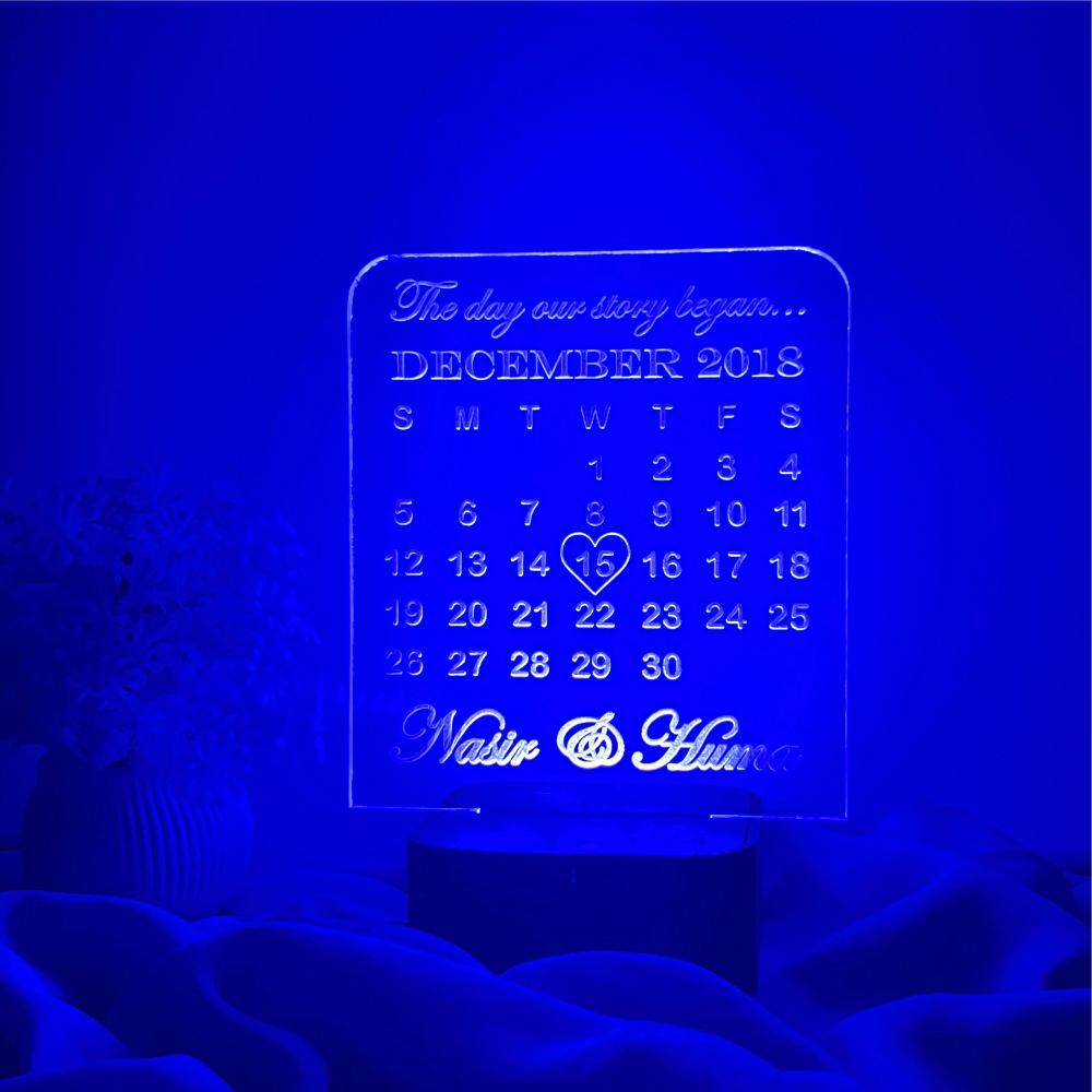 Customize 3D Calendar Shape illusion Lamp