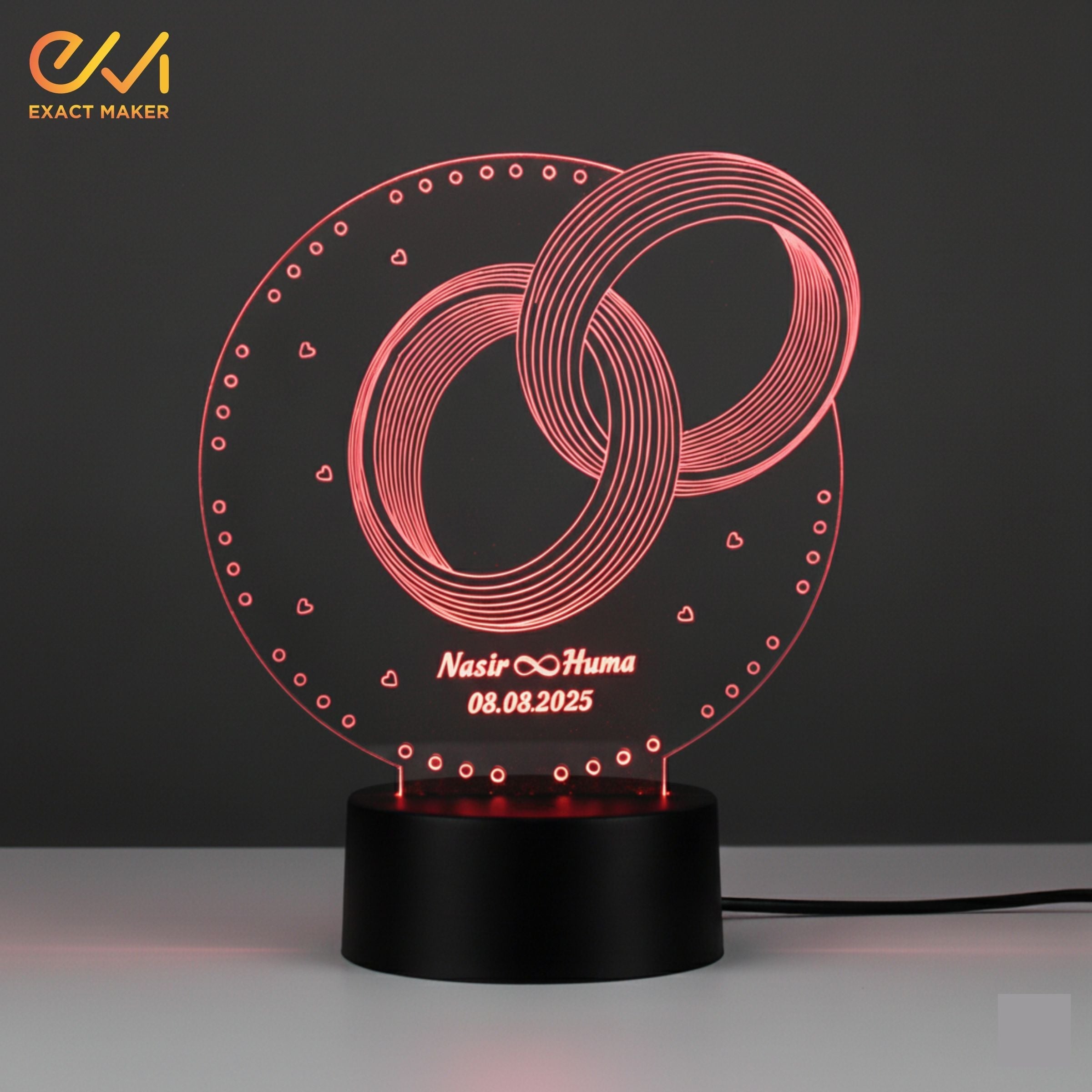 Anniversary Gift Wedding Ring 3D Illusion Lamp