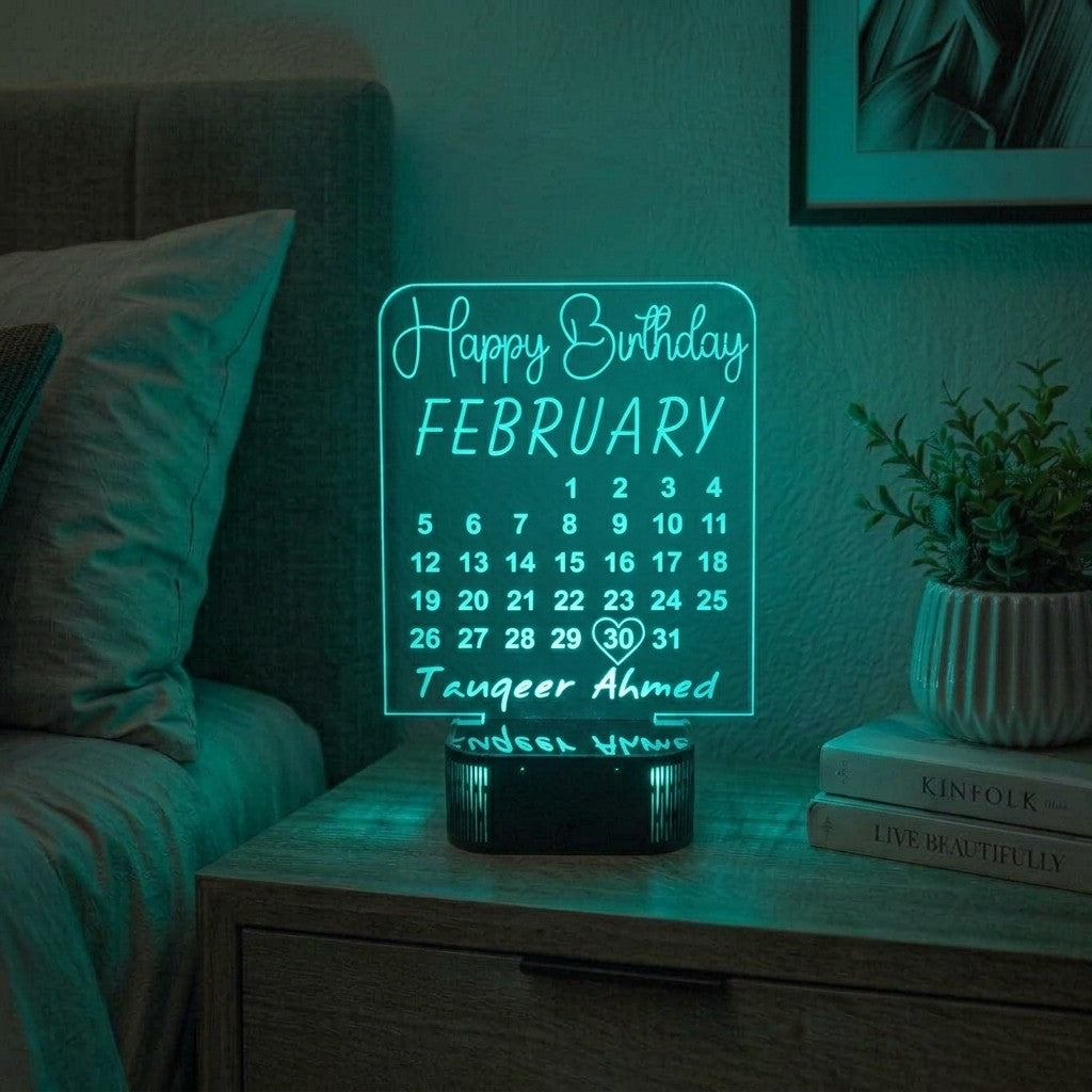 Customize 3D Calendar Shape Birthday illusion Lamp