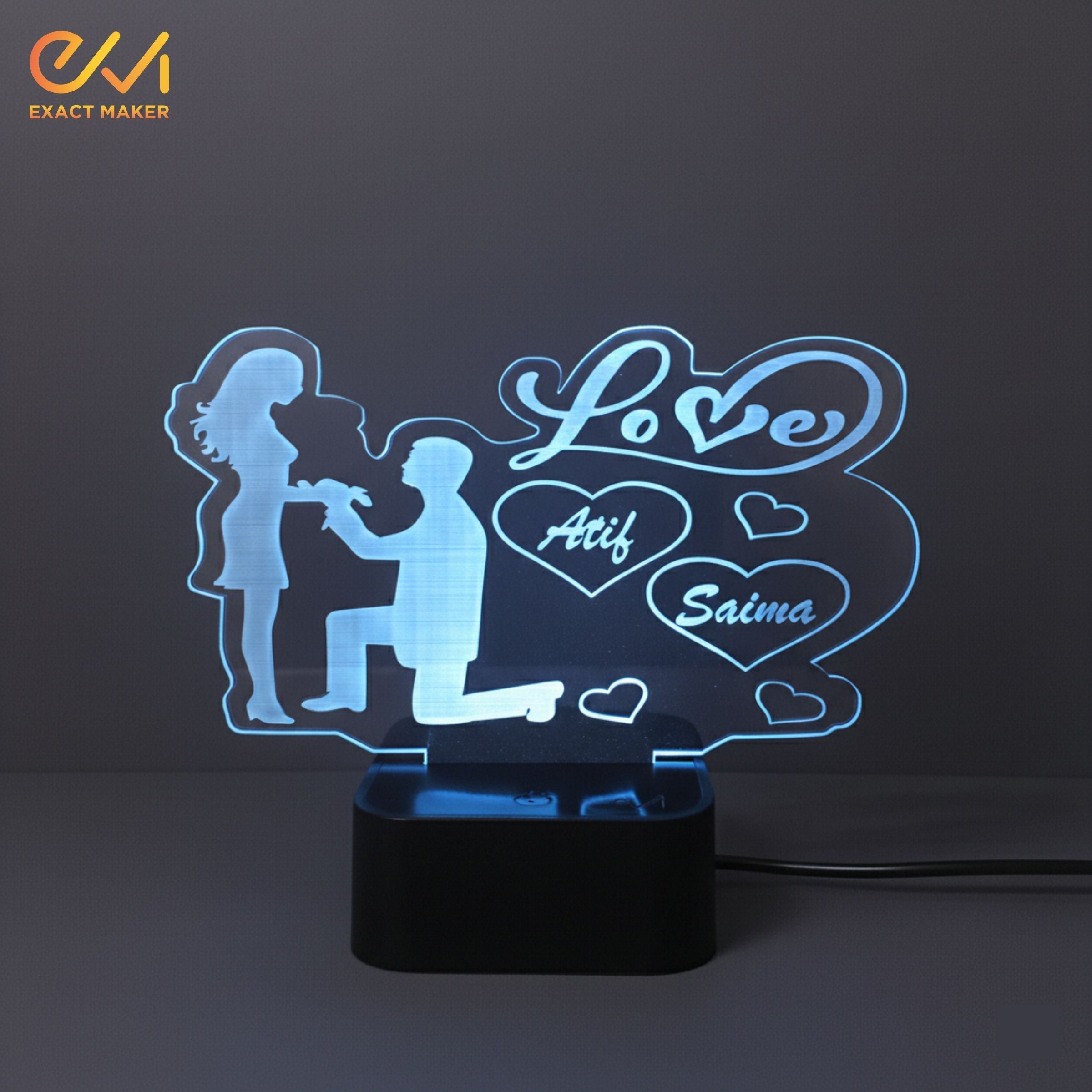 Customize Love Couple 3D illusion Lamp, 3D Light Lamp