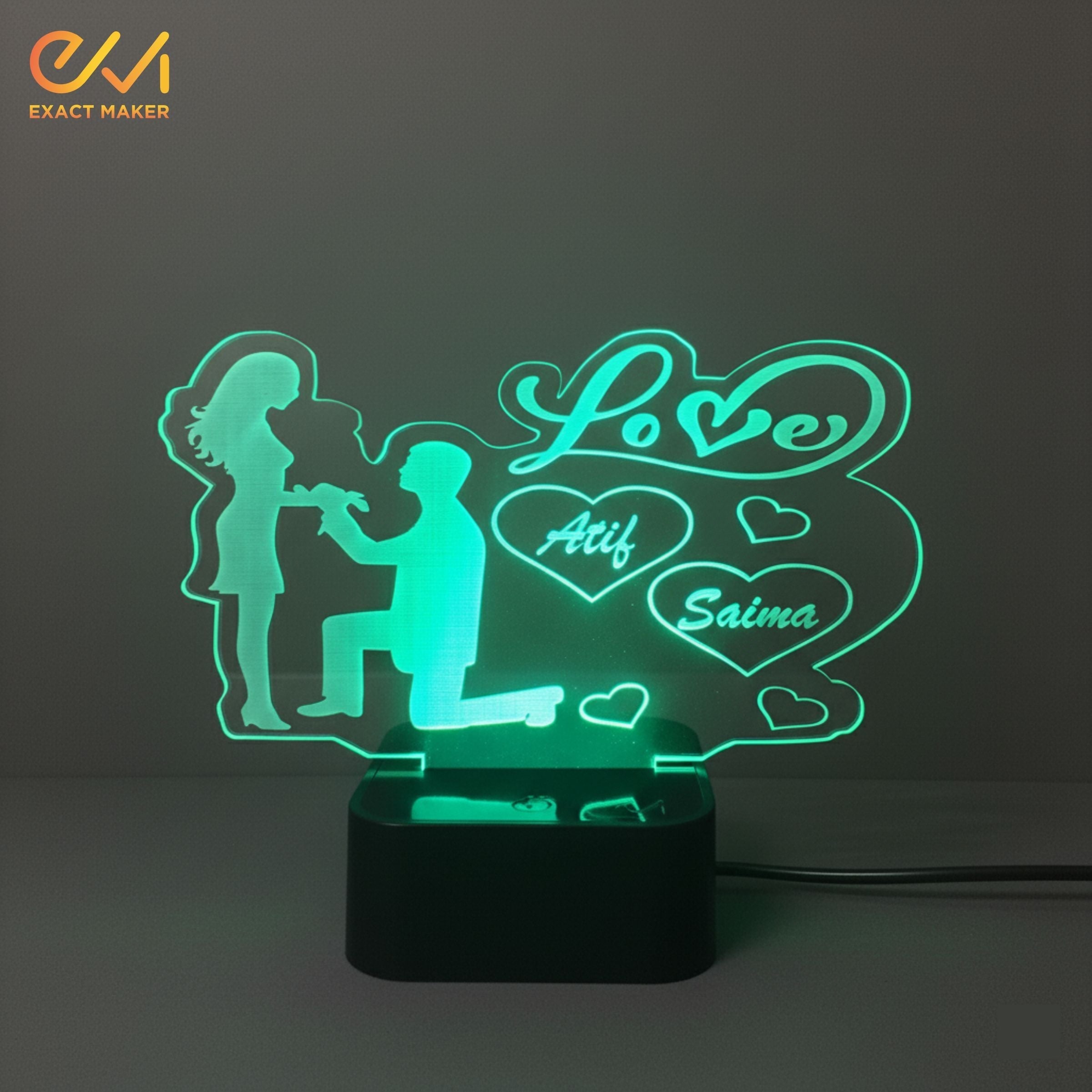 Customize Love Couple 3D illusion Lamp, 3D Light Lamp