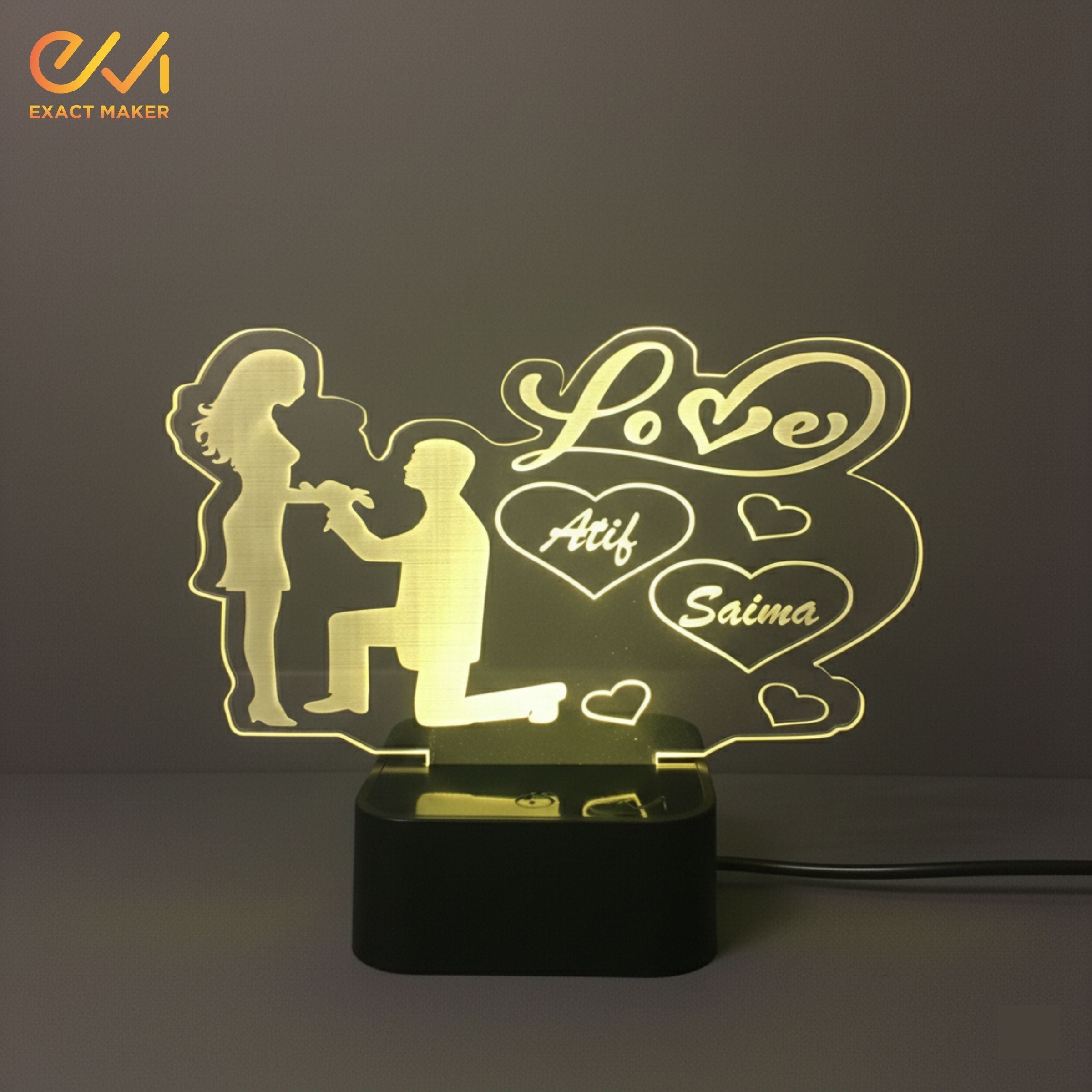 Customize Love Couple 3D illusion Lamp, 3D Light Lamp
