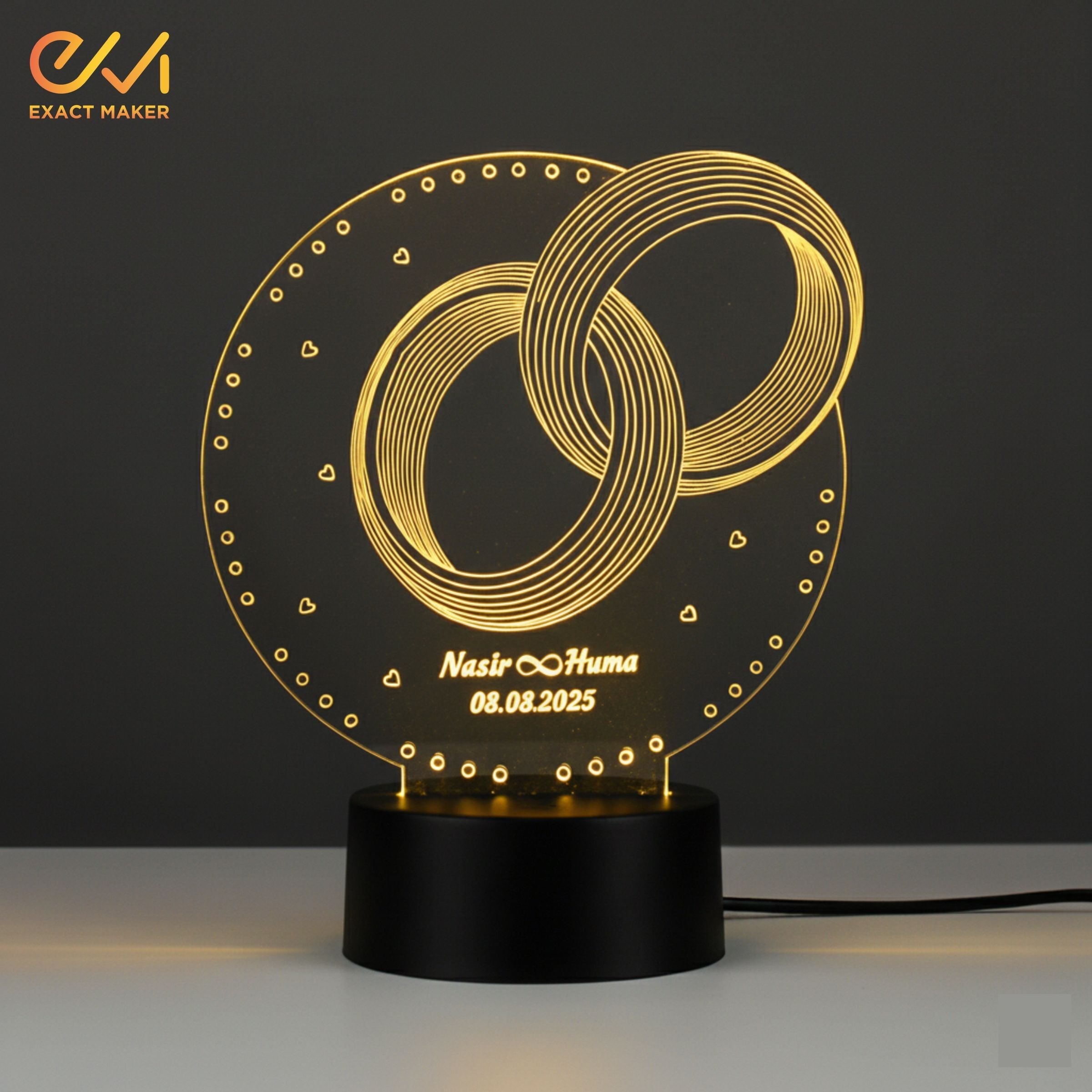Anniversary Gift Wedding Ring 3D Illusion Lamp